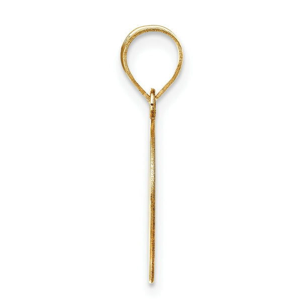14K Yellow Gold Polished Etched Letter O Initial Pendant