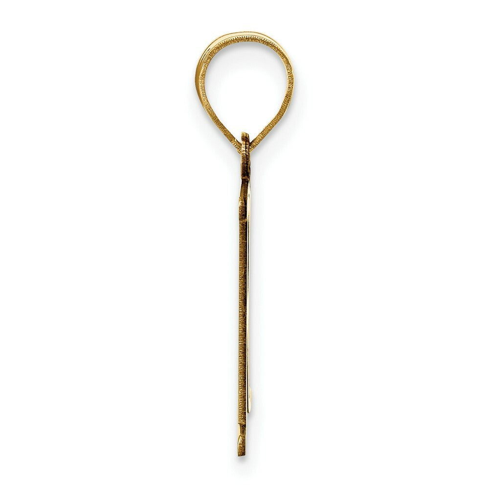 14K Yellow Gold Polished Etched Letter R Initial Pendant