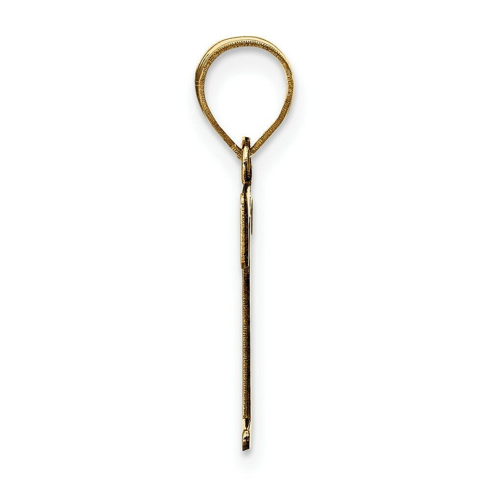 14K Yellow Gold Polished Etched Letter T Initial Pendant