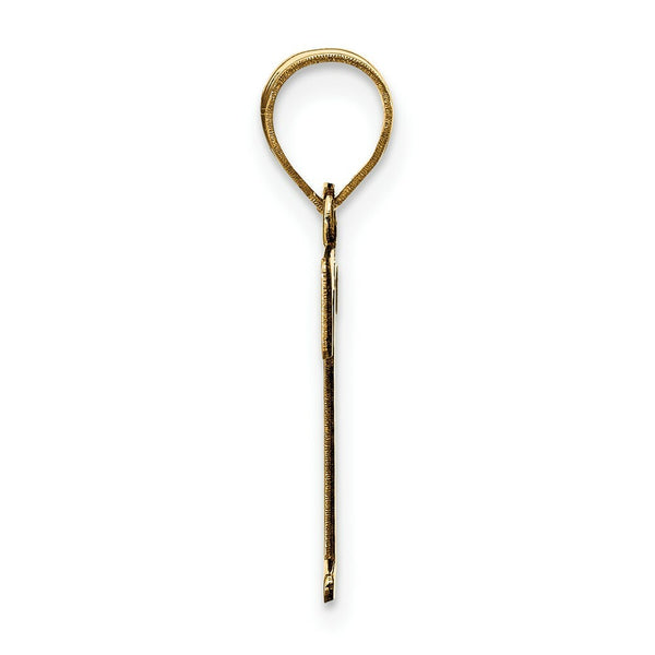 14K Yellow Gold Polished Etched Letter T Initial Pendant