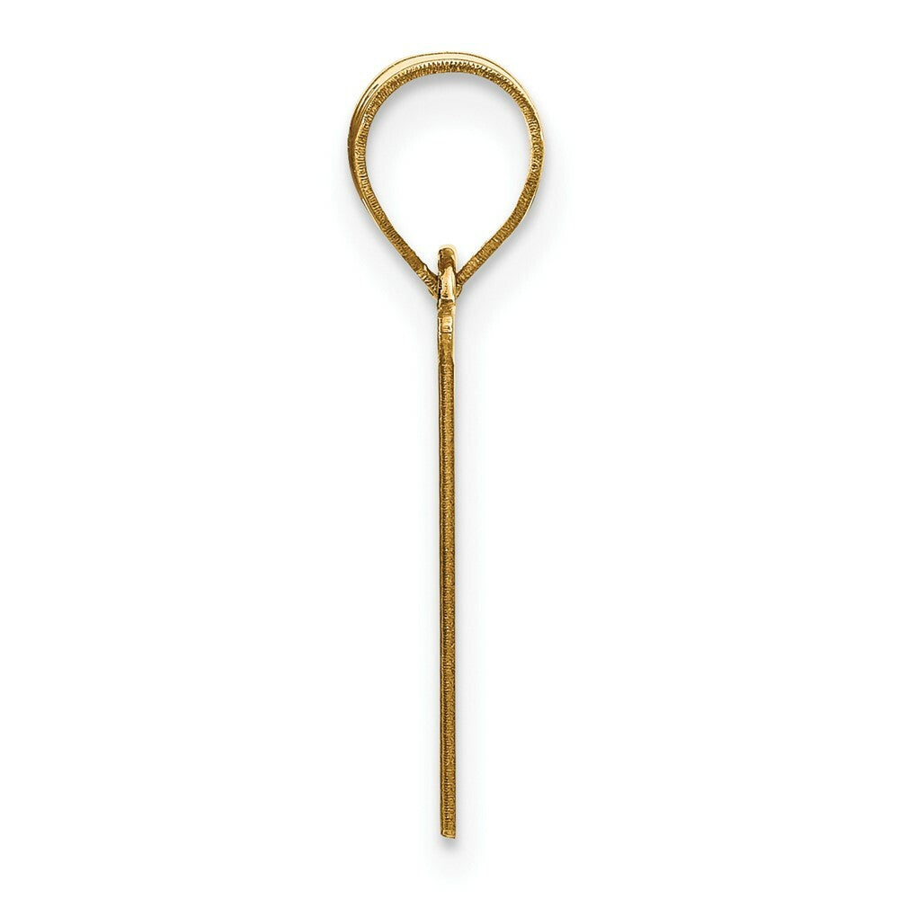 14K Yellow Gold Polished Etched Letter V Initial Pendant