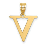 Load image into Gallery viewer, 14K Yellow Gold Polished Etched Letter V Initial Pendant
