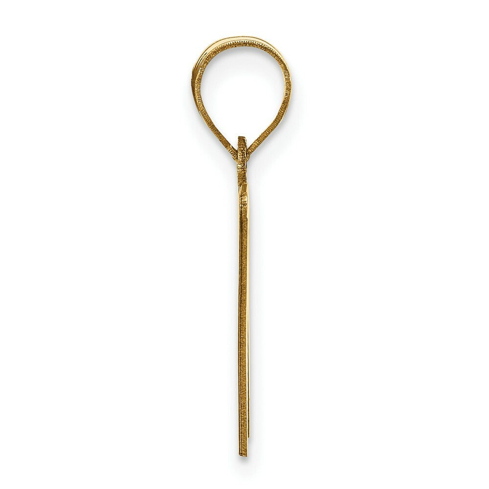 14K Yellow Gold Polished Etched Letter W Initial Pendant
