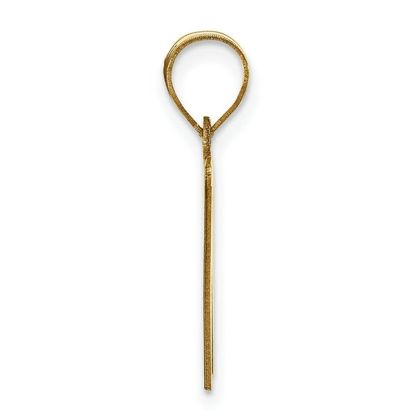 14K Yellow Gold Polished Etched Letter W Initial Pendant