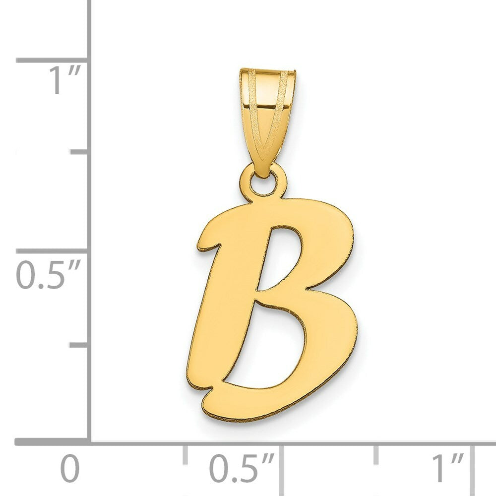14K Yellow Gold Polished Script Letter B Initial Pendant