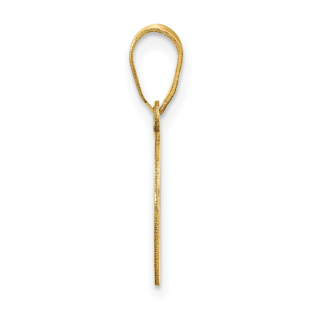 14K Yellow Gold Polished Script Letter D Initial Pendant