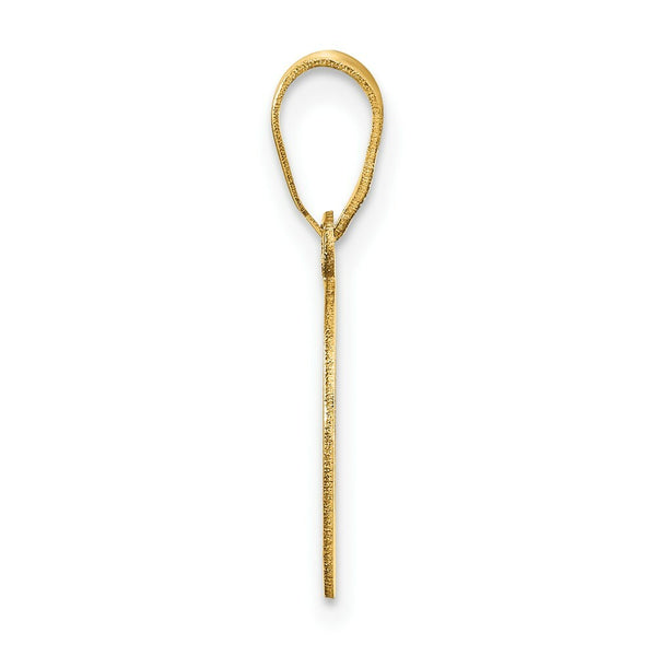 14K Yellow Gold Polished Script Letter D Initial Pendant