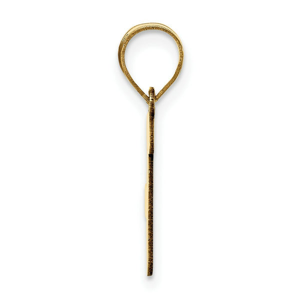 14K Yellow Gold Polished Script Letter F Initial Pendant
