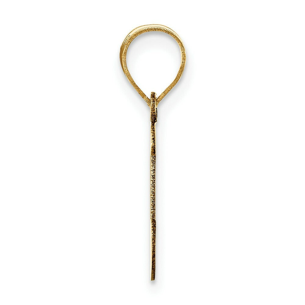 14K Yellow Gold Polished Script Letter I Initial Pendant