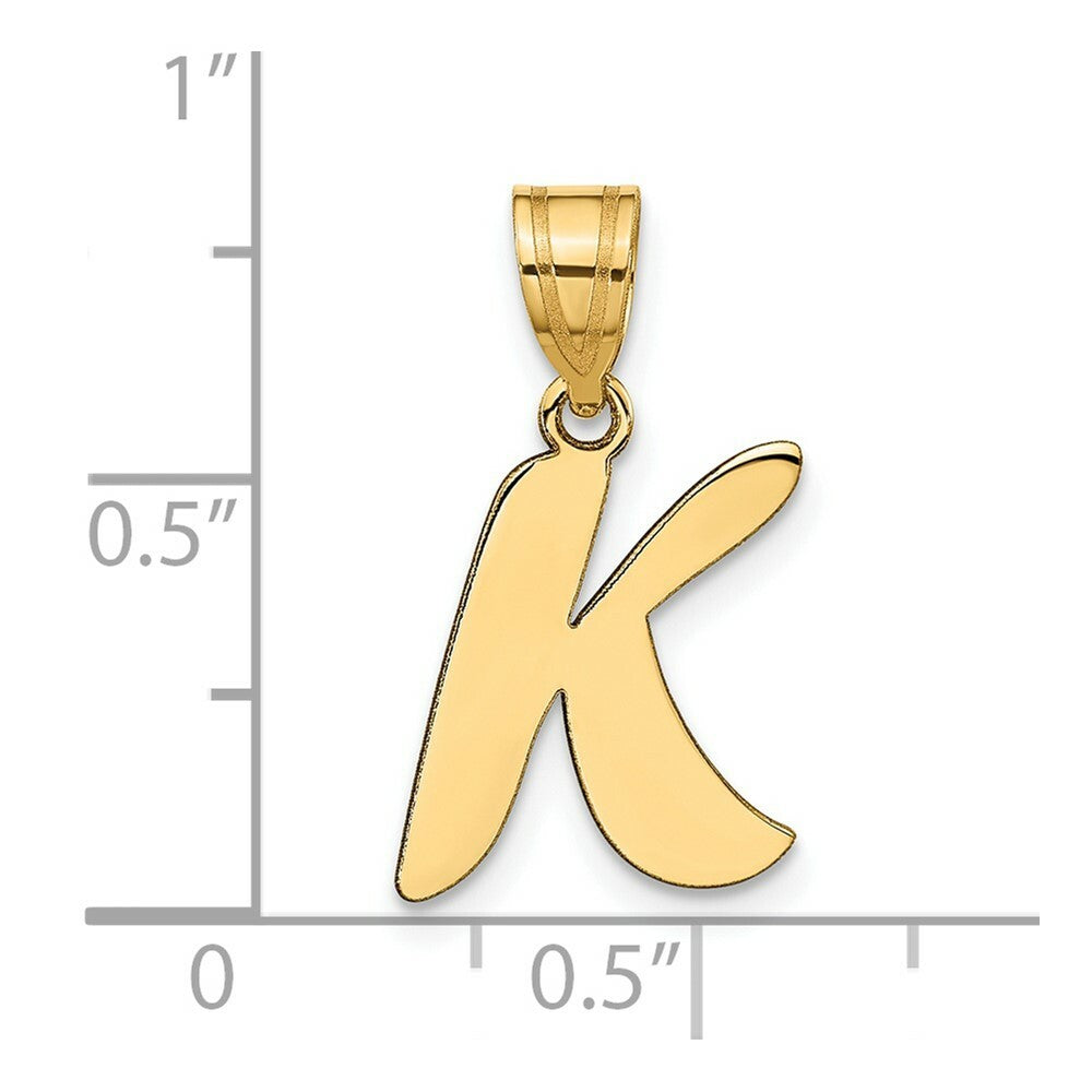14K Yellow Gold Polished Script Letter K Initial Pendant