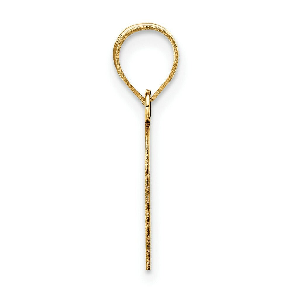 14K Yellow Gold Polished Script Letter O Initial Pendant