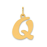 Load image into Gallery viewer, 14K Yellow Gold Polished Script Letter Q Initial Pendant
