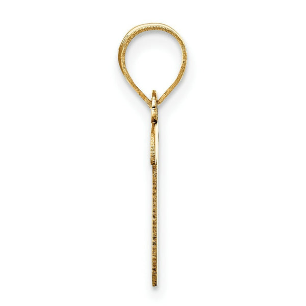 14K Yellow Gold Polished Script Letter T Initial Pendant