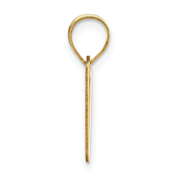 14K Yellow Gold Polished Script Letter V Initial Pendant