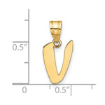 Load image into Gallery viewer, 14K Yellow Gold Polished Script Letter V Initial Pendant
