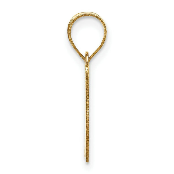 14K Yellow Gold Polished Script Letter W Initial Pendant