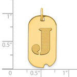 Load image into Gallery viewer, 14K Yellow Gold Polished Letter J Initial Dog Tag Pendant
