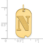 Load image into Gallery viewer, 14K Yellow Gold Polished Letter N Initial Dog Tag Pendant
