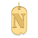 Load image into Gallery viewer, 14K Yellow Gold Polished Letter N Initial Dog Tag Pendant
