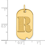 Load image into Gallery viewer, 14K Yellow Gold Polished Letter R Initial Dog Tag Pendant

