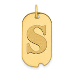 Load image into Gallery viewer, 14K Yellow Gold Polished Letter S Initial Dog Tag Pendant
