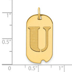 Load image into Gallery viewer, 14K Yellow Gold Polished Letter U Initial Dog Tag Pendant
