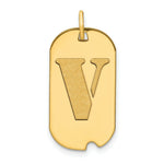 Load image into Gallery viewer, 14K Yellow Gold Polished Letter V Initial Dog Tag Pendant
