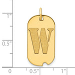 Load image into Gallery viewer, 14K Yellow Gold Polished Letter W Initial Dog Tag Pendant
