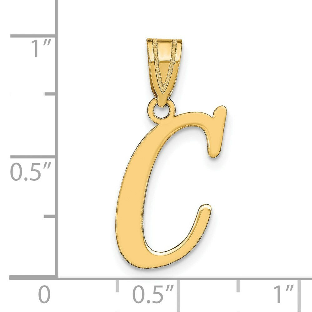 14K Yellow Gold Polished Letter C Initial Pendant