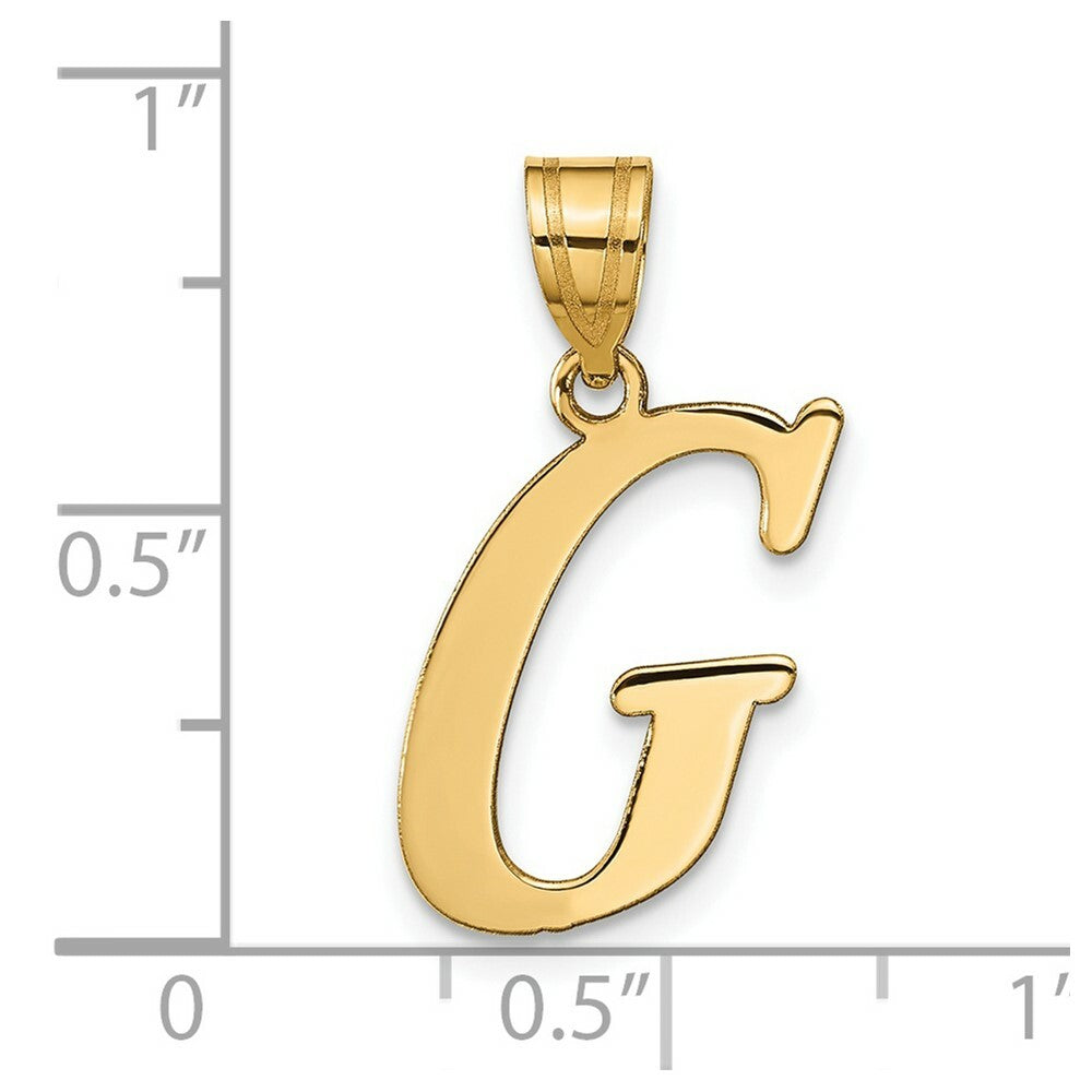 14K Yellow Gold Polished Letter G Initial Pendant