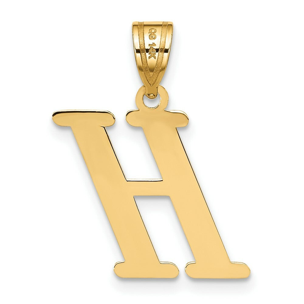 14K Yellow Gold Polished Letter H Initial Pendant