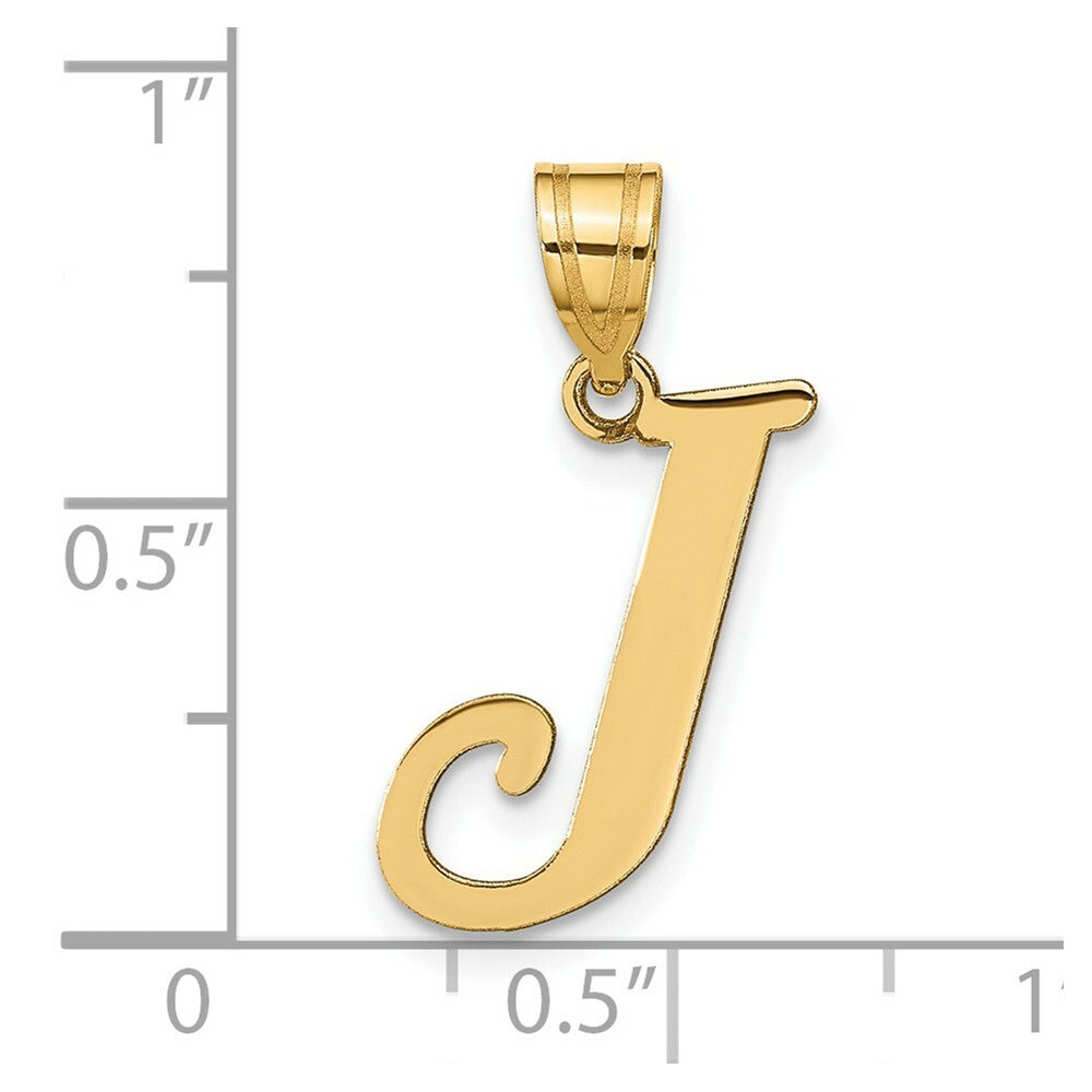 14K Yellow Gold Polished Letter J Initial Pendant