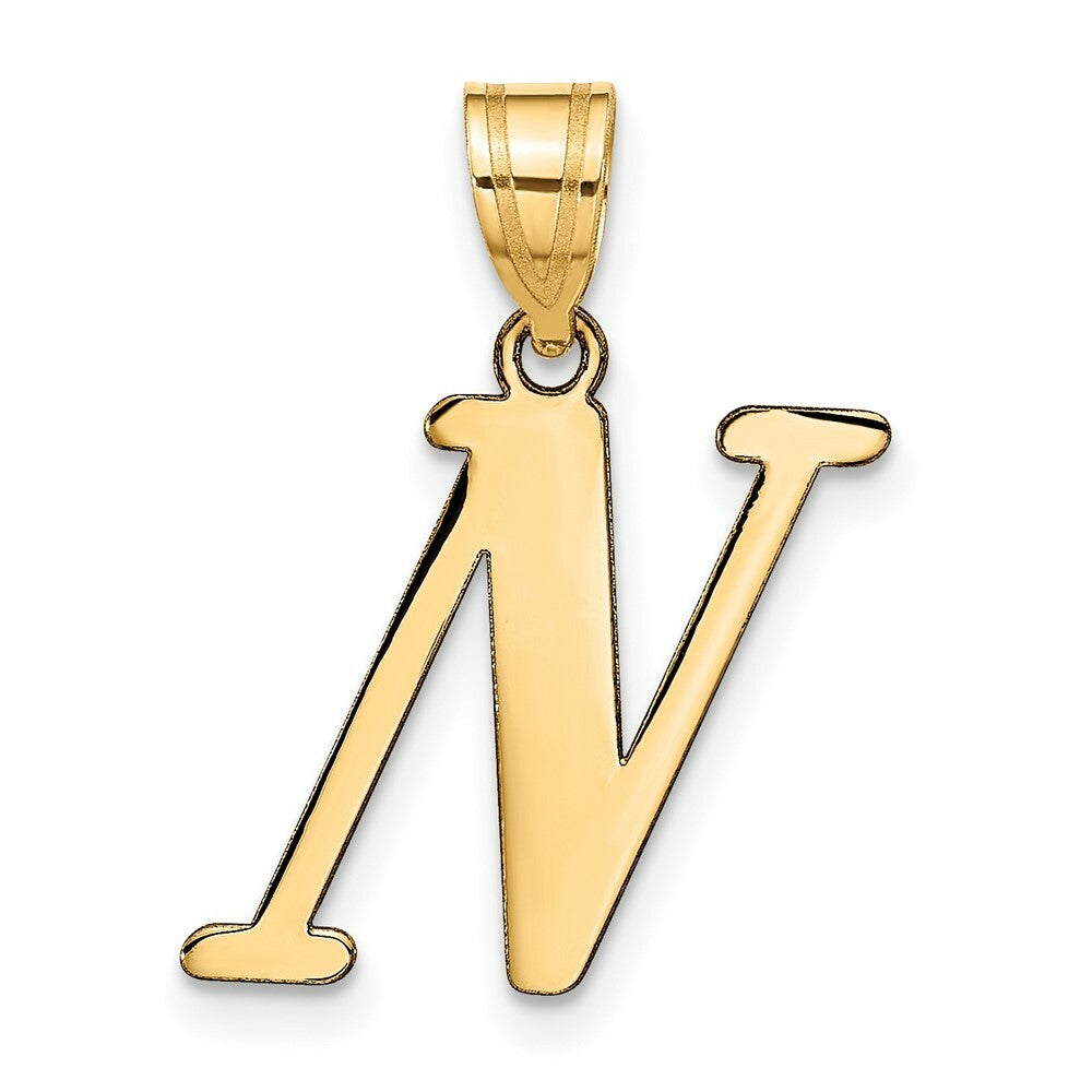 14K Yellow Gold Polished Letter N Initial Pendant