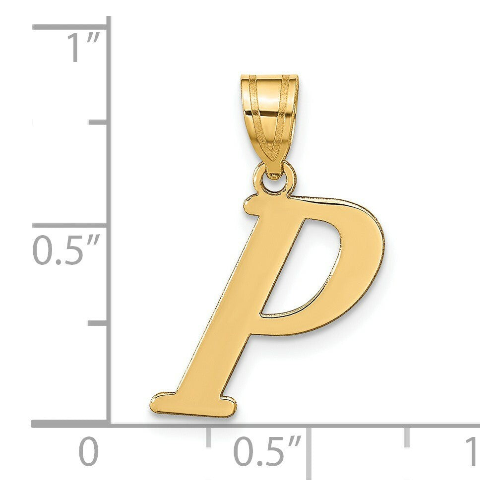 14K Yellow Gold Polished Letter P Initial Pendant