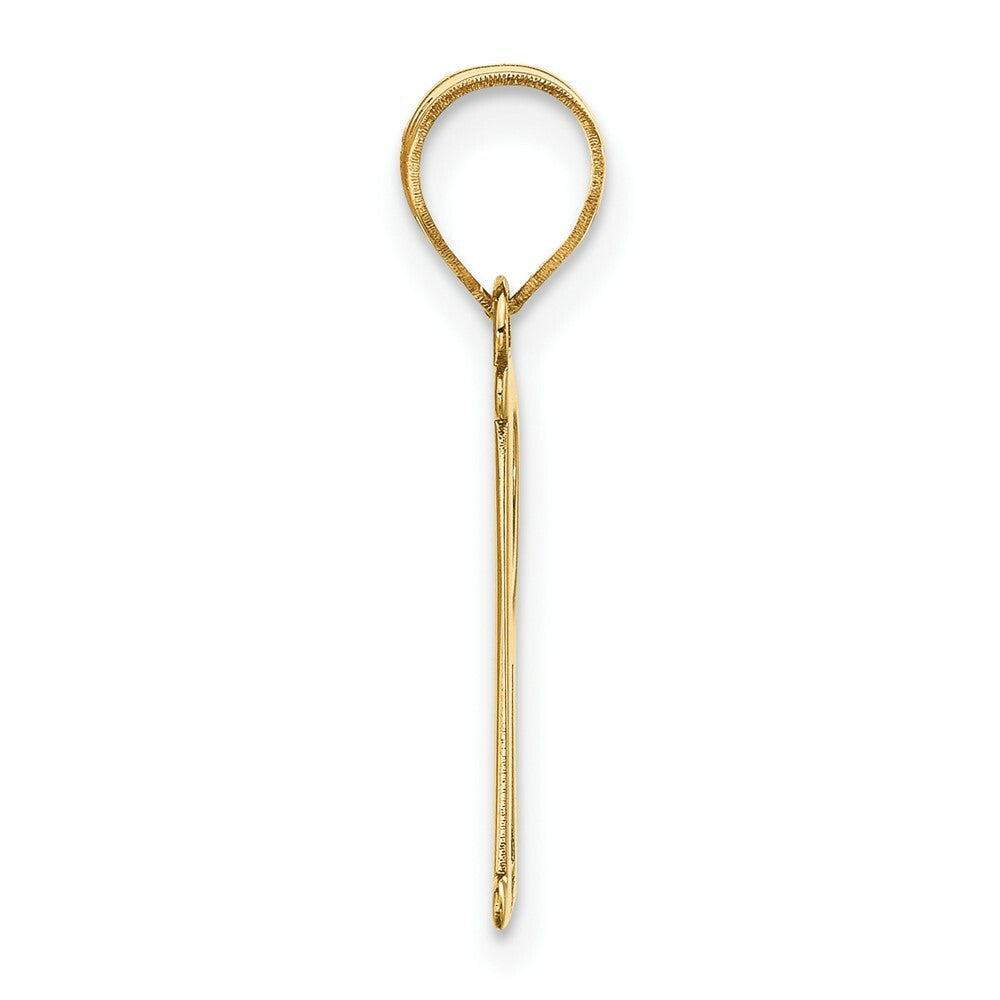 14K Yellow Gold Polished Letter R Initial Pendant
