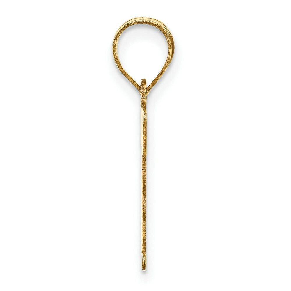 14K Yellow Gold Polished Letter T Initial Pendant