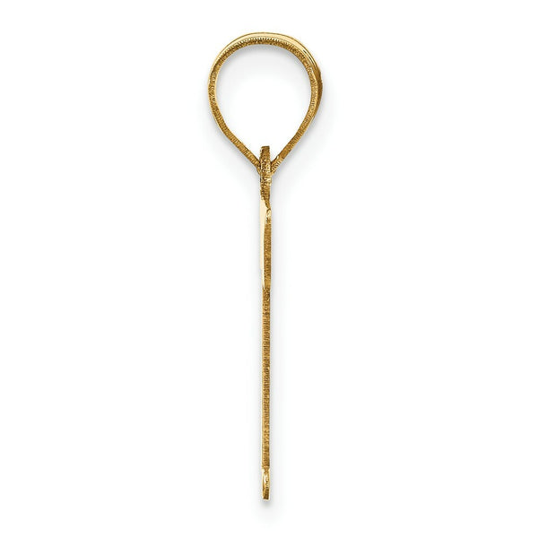 14K Yellow Gold Polished Letter T Initial Pendant