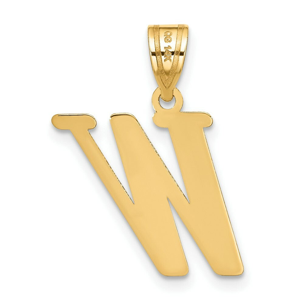 14K Yellow Gold Polished Letter W Initial Pendant
