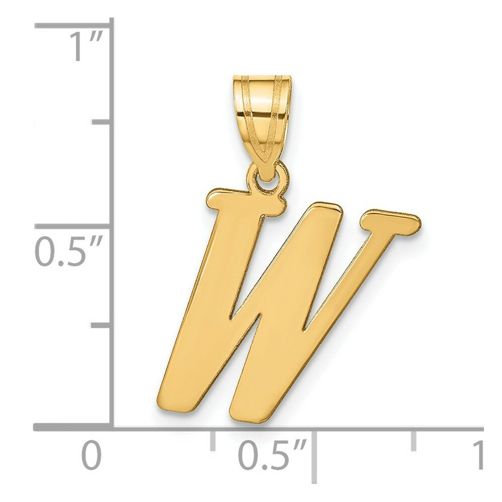 14K Yellow Gold Polished Letter W Initial Pendant