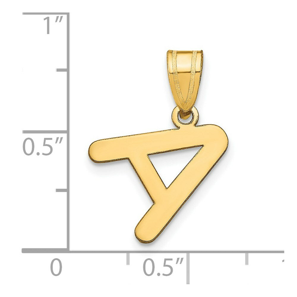 14K Yellow Gold Polished Bubble Letter A Initial Pendant