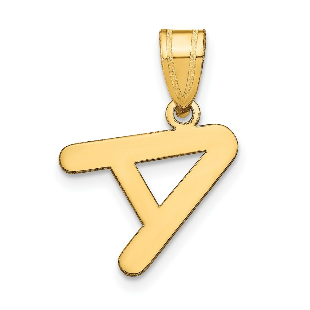 14K Yellow Gold Polished Bubble Letter A Initial Pendant