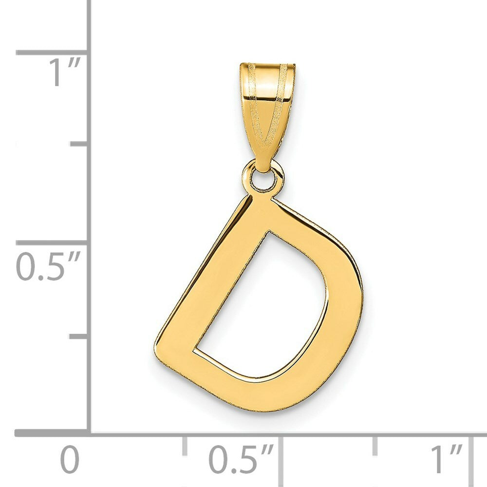 14K Yellow Gold Polished Bubble Letter D Initial Pendant