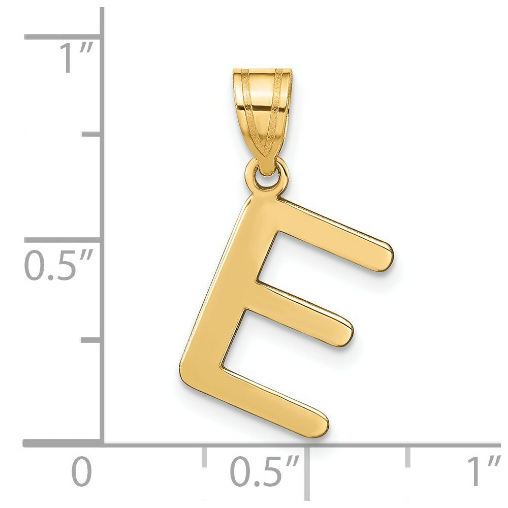 14K Yellow Gold Polished Bubble Letter E Initial Pendant