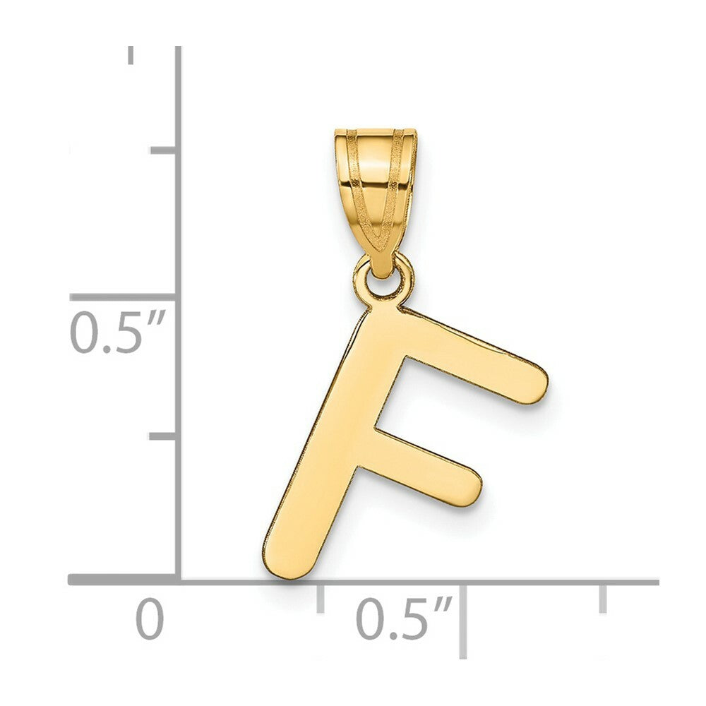 14K Yellow Gold Polished Bubble Letter F Initial Pendant