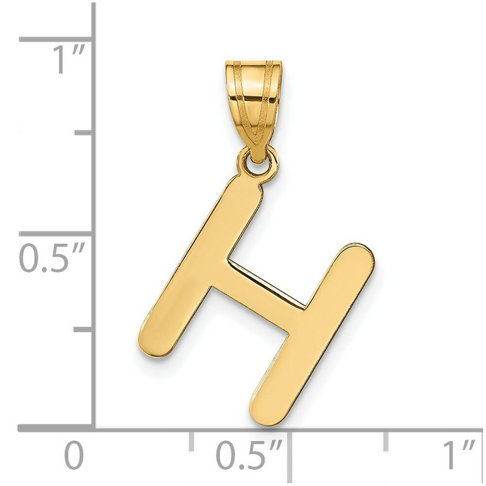 14K Yellow Gold Polished Bubble Letter H Initial Pendant