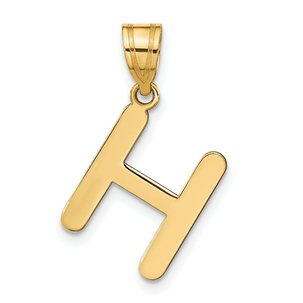 14K Yellow Gold Polished Bubble Letter H Initial Pendant