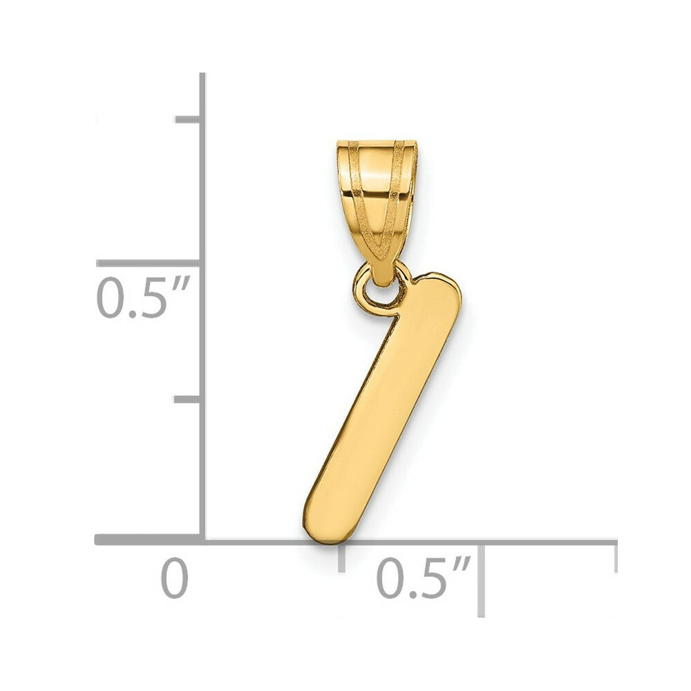 14K Yellow Gold Polished Bubble Letter I Initial Pendant