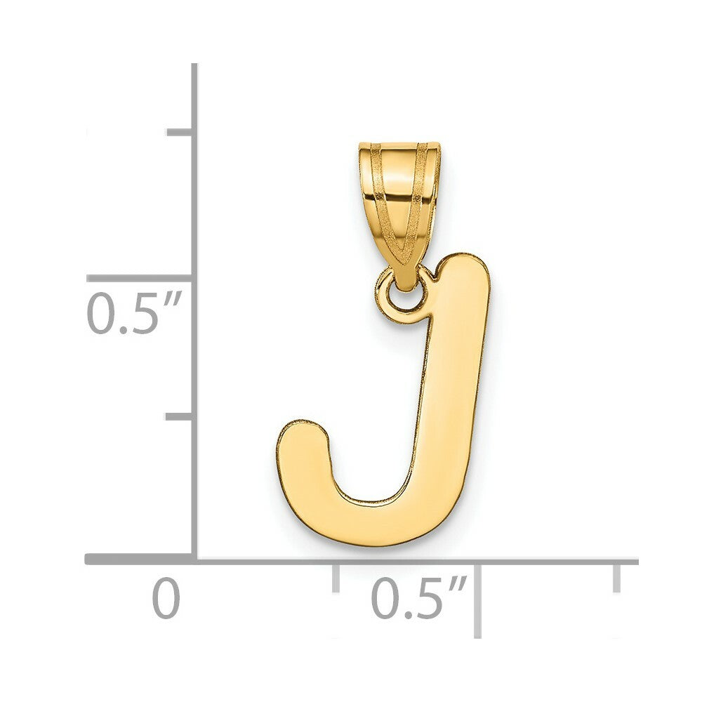 14K Yellow Gold Polished Bubble Letter J Initial Pendant