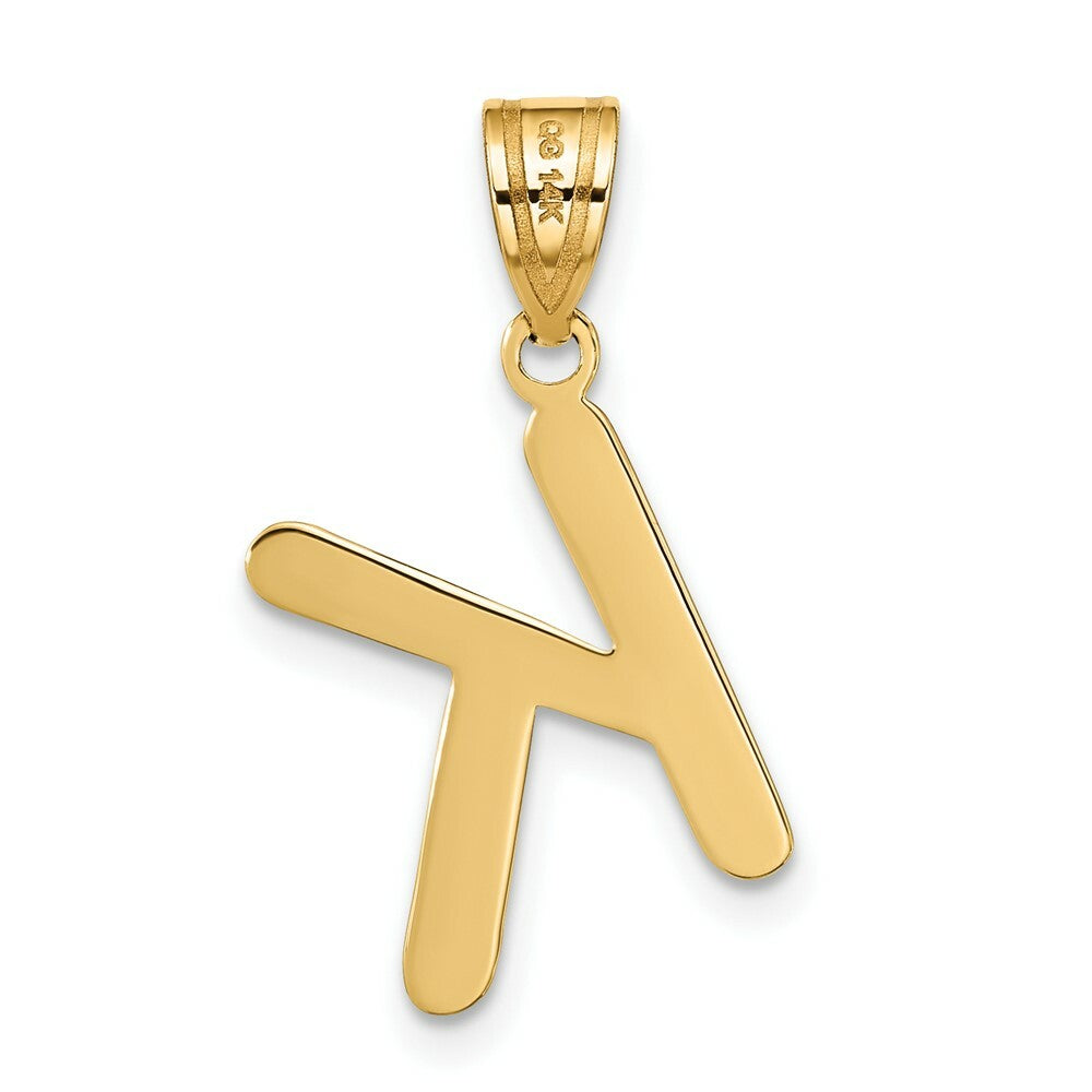 14K Yellow Gold Polished Bubble Letter K Initial Pendant