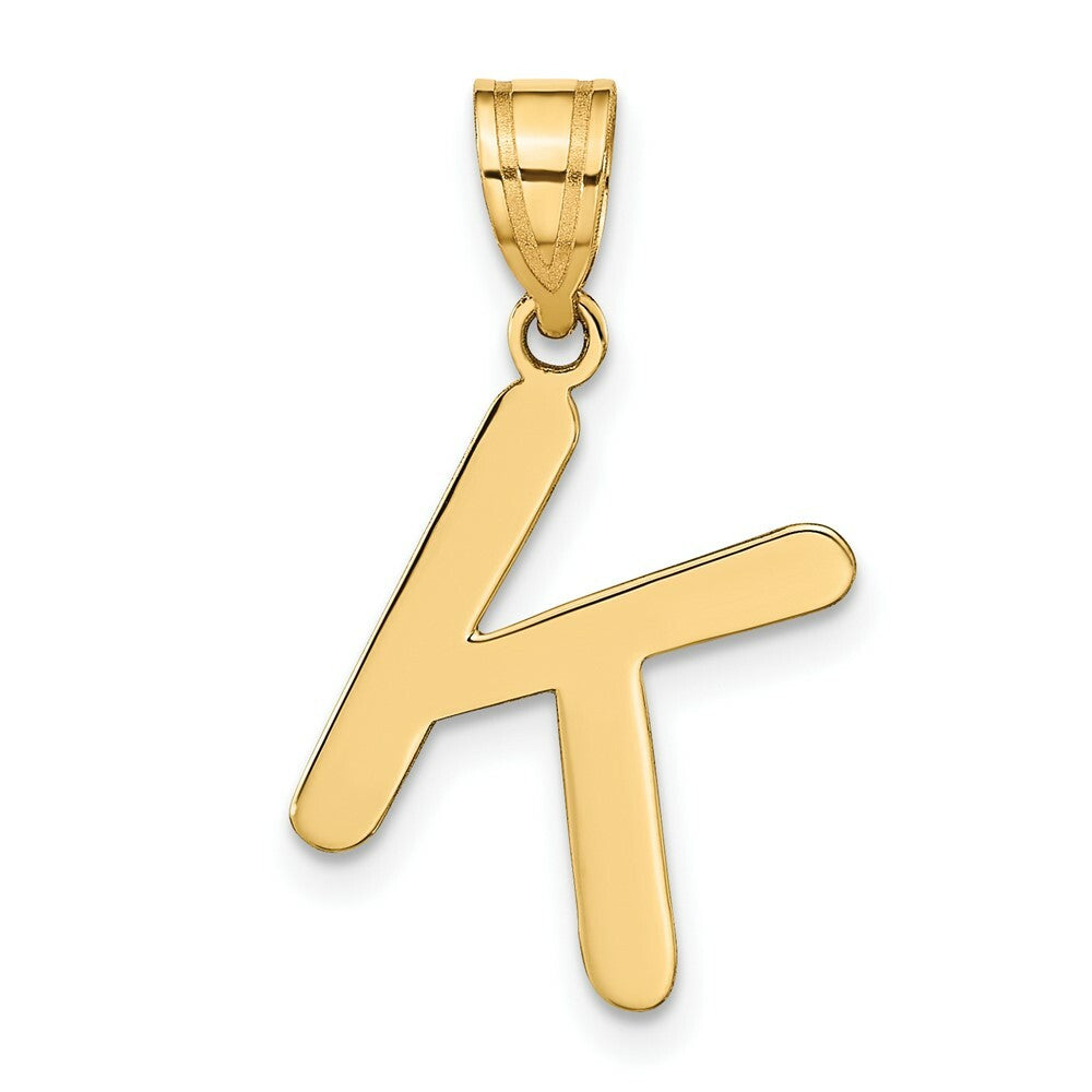 14K Yellow Gold Polished Bubble Letter K Initial Pendant